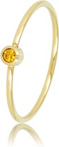 My Bendel - Fijne ring goud met geel zirkonia - Aanschuifring met gele zirkonia steen, gemaakt van mooi blijvend edelstaal - Met luxe cadeauverpakking