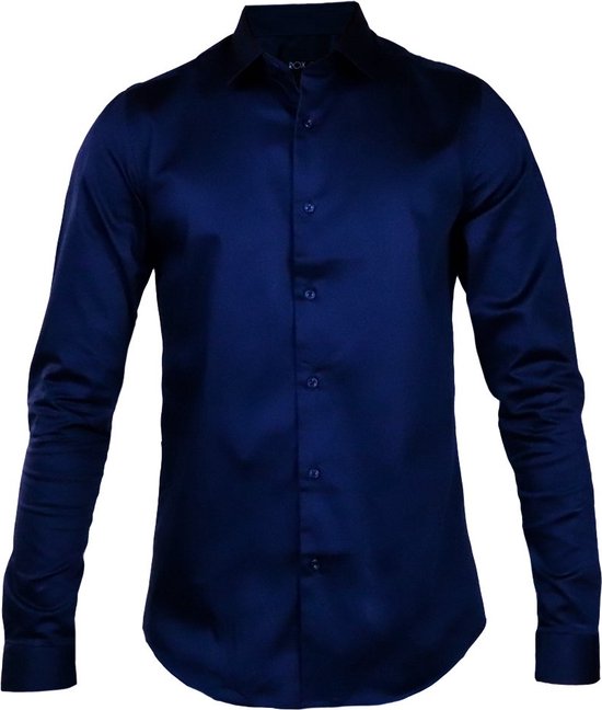 Rox - Heren overhemd Danny - Donkerblauw - Slanke pasvorm - Maat 3XL