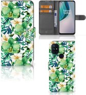 Bookcase OnePlus Nord N10 GSM Hoesje Orchidee Groen