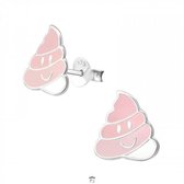 Oorbellen meisje | Zilveren kinderoorbellen | Zilveren oorstekers, dot roze slagroom
