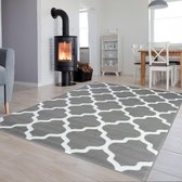 Tapiso Luxury Vloerkleed Wit Grijs Trellis Woonkamer Tapijt Maat- 120x170