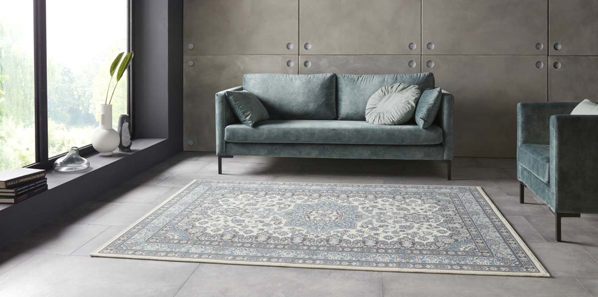 Perzisch tapijt - Mirkan Parun Blauw Creme 160x230cm