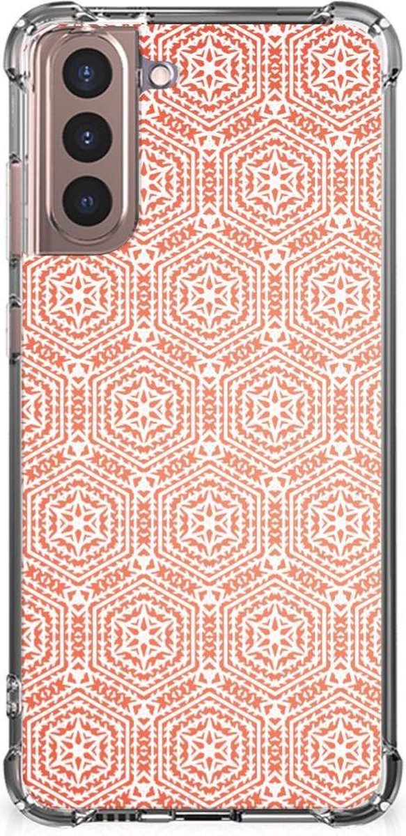 Samsung Galaxy S21 Plus Doorzichtige Silicone Hoesje Pattern Orange