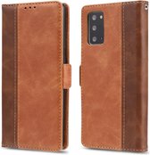 Voor Samsung Galaxy Note 20 Retro Textuur Contrast Kleur Splicing Horizontale Flip TPU + PU Leather Case met Kaartsleuven & Houder & Portemonnee (Bruin)