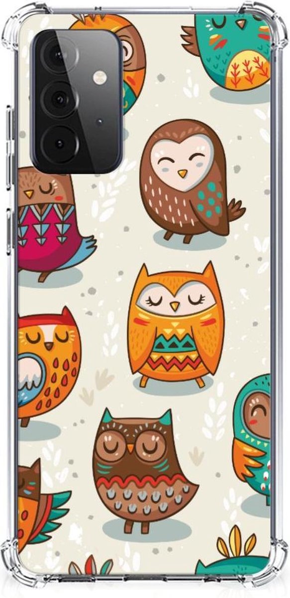 Back Cover voor Samsung Galaxy A72 4G/5G Case Anti-shock Vrolijke Uilen