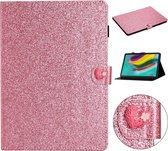 Voor Samsung Galaxy Tab S5e T720 Love Buckle Glitter Horizontal Flip Leather Case met houder & kaartsleuven (roze)