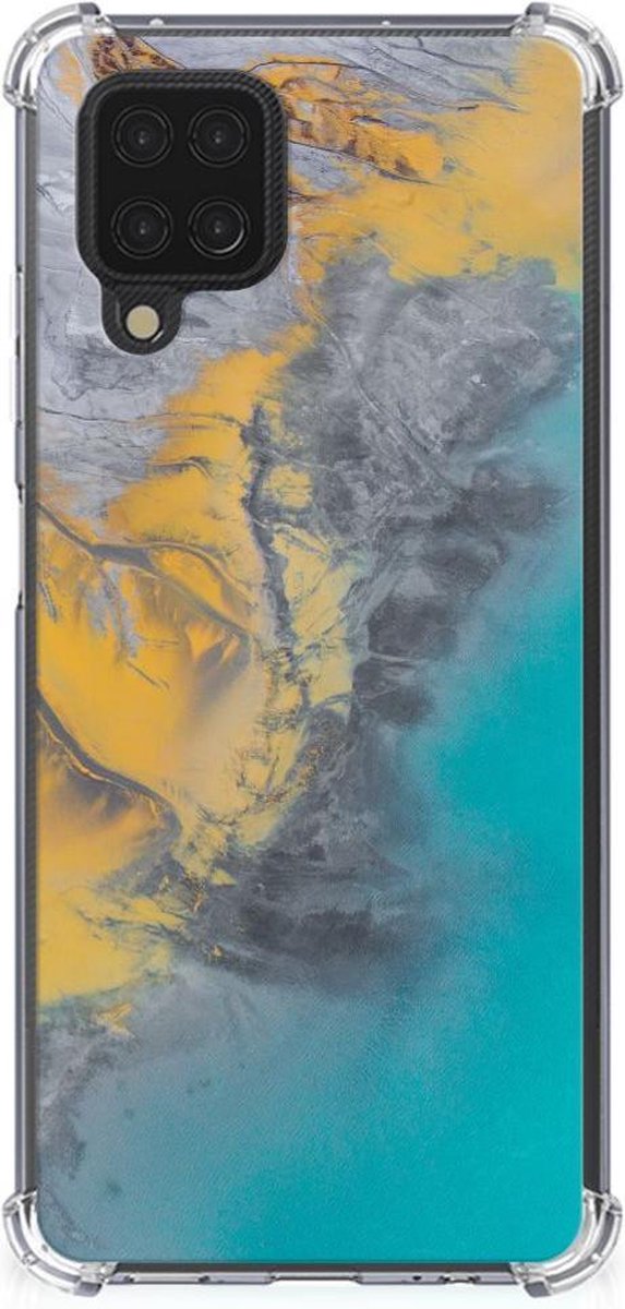 Samsung Galaxy A12 Anti-Shock Hoesje Marble Blue Gold