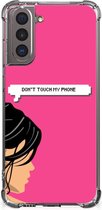 GSM Hoesje Samsung Galaxy S21 Cover Case met transparante rand Woman Don't Touch My Phone