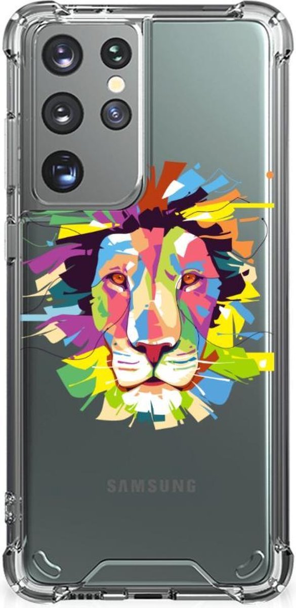 Samsung Galaxy S21 Ultra Stevig Bumper Hoesje Lion Color