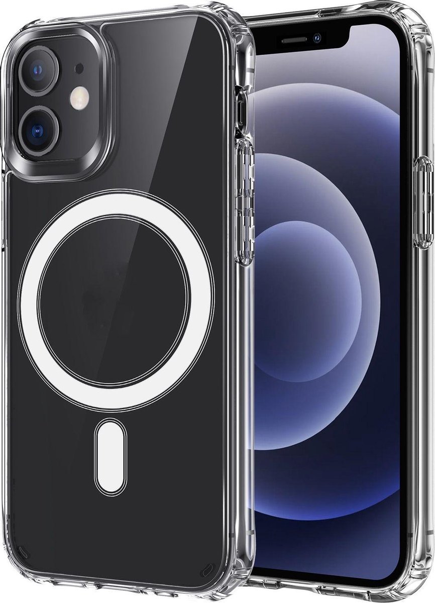 Mobigear Doorzichtig Hoesje geschikt voor Apple iPhone 12 Pro MagSafe Telefoonhoesje Hardcase | Mobigear Crystal Backcover | Geschikt voor MagSafe | Geschikt voor Draadloos Opladen met Magnetische Ring | Geschikt voor MagSafe Case - Transparant