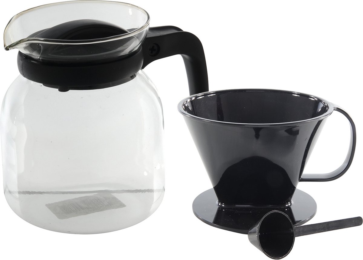 Koffiepot van Glas - 1.2 Liter - Inclusief Filterhouder en Maatschepje |  bol.com