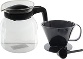 Koffiepot van Glas - 1.2 Liter - Inclusief Filterhouder en Maatschepje
