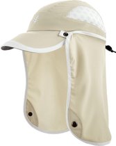 Coolibar - UV Sportcap met nekbescherming voor kinderen - Agility - Steen/Wit - maat L/XL (56CM)
