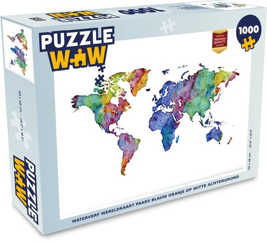Puzzle 1000 pièces adultes Carte du monde aquarelle 1000 pièces - Carte ...