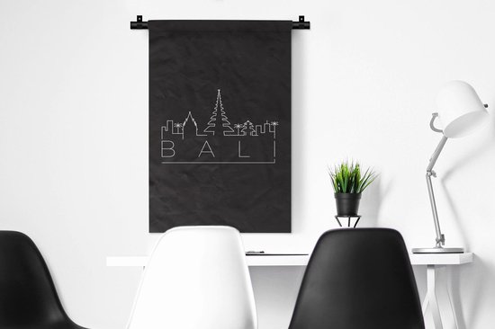 Tapisserie Villes du monde - Skyline Bali noir Tapisserie coton 60x90 cm - Tapisserie avec photo