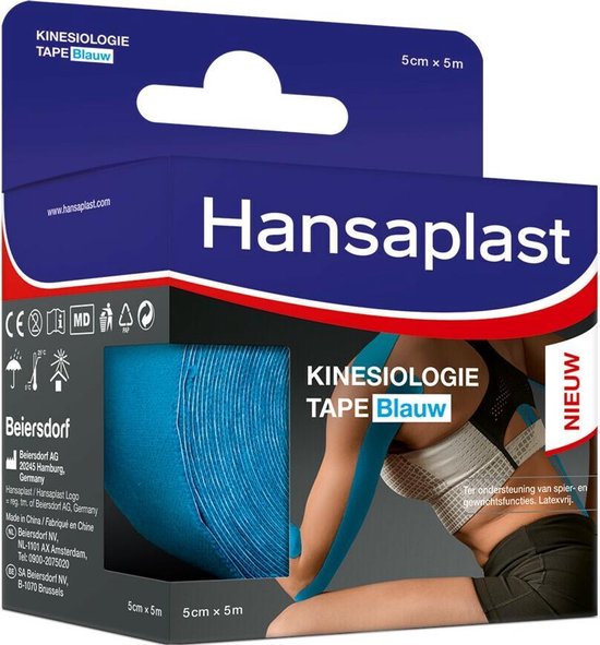 droom Malen vergeten Hansaplast Kinesiologie Sporttape - Blauw - 1 Rol, 50mm x 5m | bol.com