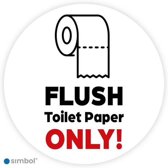 Simbol - Stickers Flush Toilet Paper Only - Alléén Toilet Papier - Duurzame...