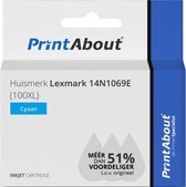 PrintAbout huismerk Inktcartridge 100XL (14N1069E) Cyaan Hoge capaciteit geschikt voor Lexmark