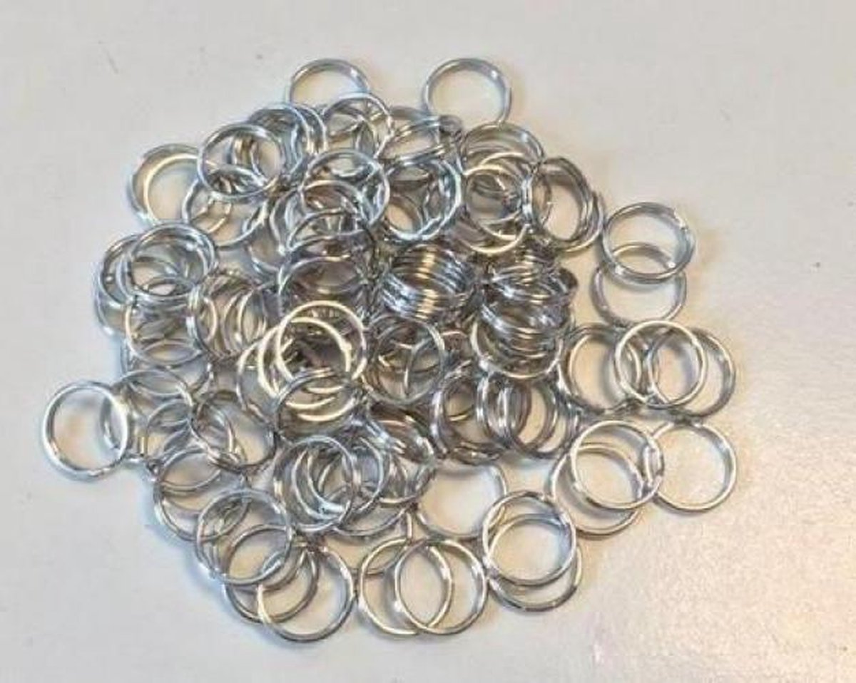 Key Rings 18 millimeter platinum 9 Stuks