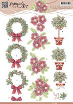 3D Knipvel - Jeanines Art - Rode Kerstbloemen