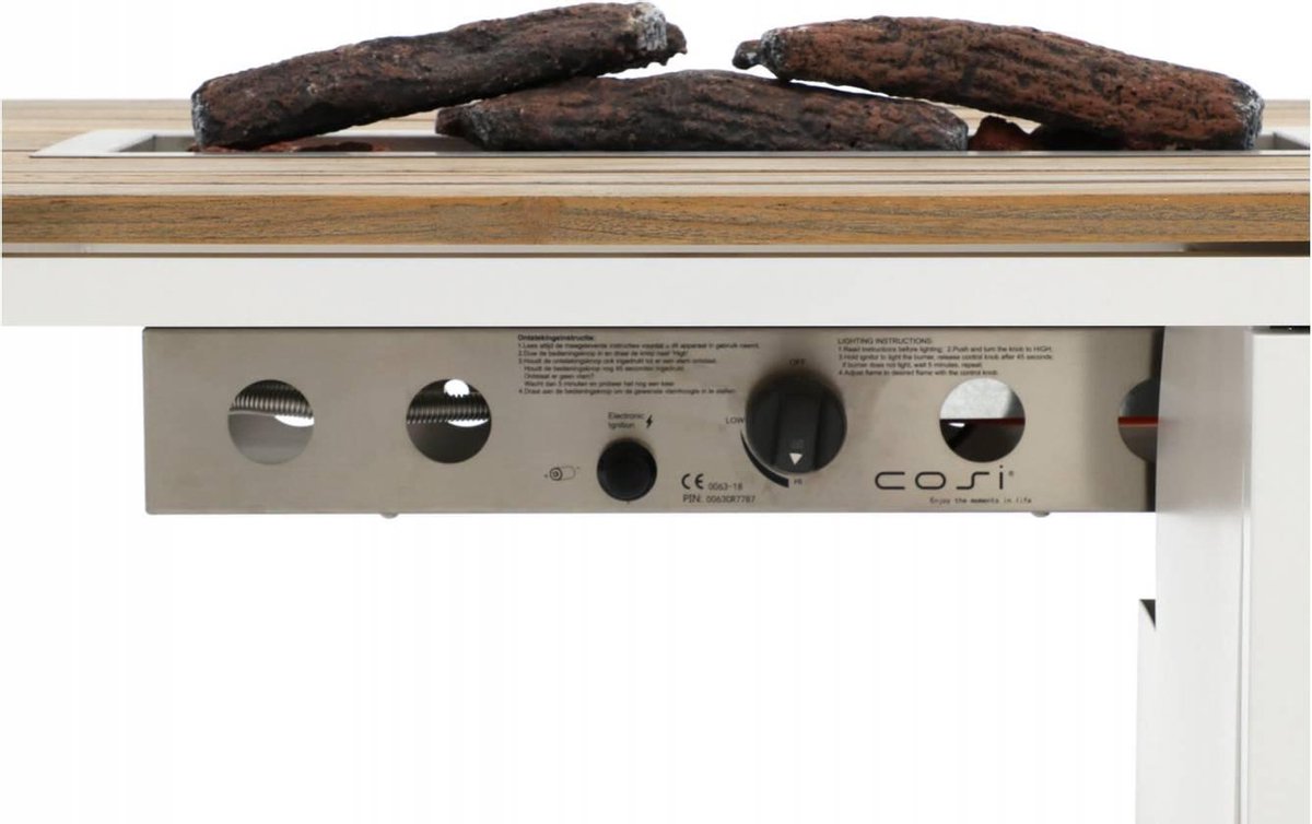 Cosi Cosiloft 120 - Table de feu - Blanc avec teck