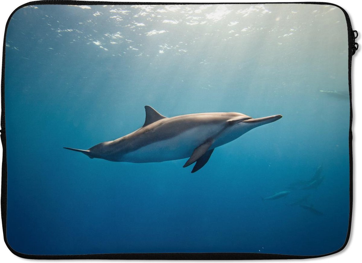 Laptophoes 14 inch 36x26 cm - Dolfijn - Macbook & Laptop sleeve Fotoprint van een dolfijn - Laptop hoes met foto