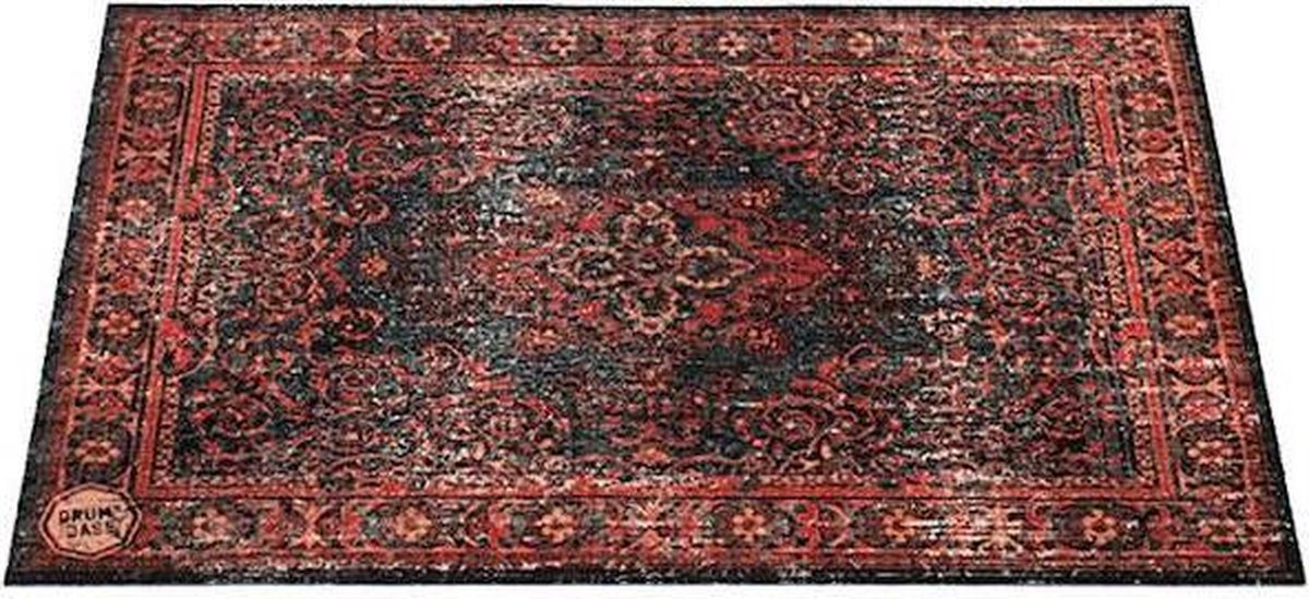 DRUMnBASE Vintage Persian Black Red tapis de batterie 185 x 160 cm