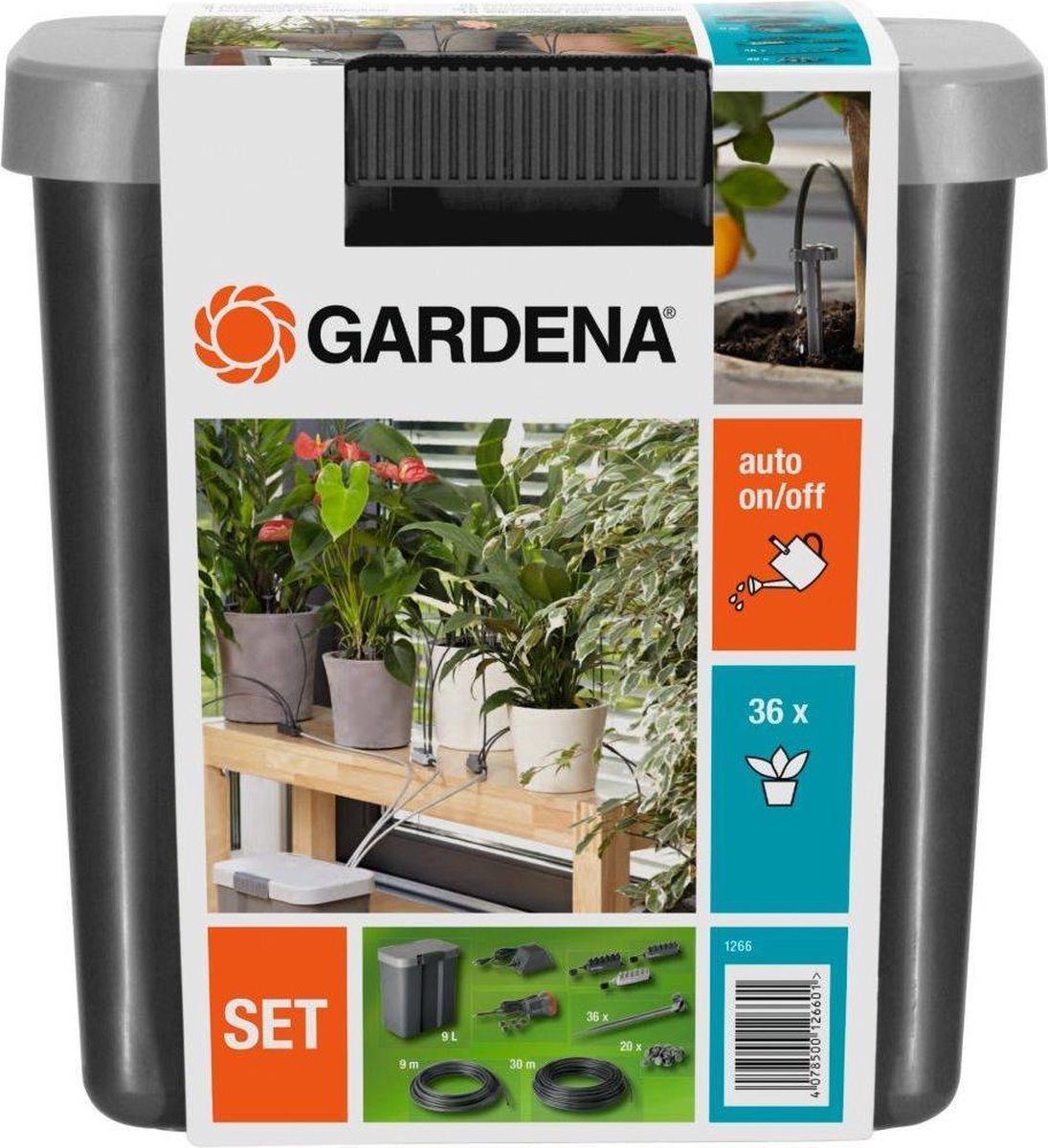 GARDENA Vakantiebewateringsset Duppelsysteem - Geschikt Voor 36 Potplanten - Incl. 9l Vat - GARDENA