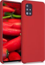 kwmobile telefoonhoesje voor Samsung Galaxy A51 - Hoesje met siliconen coating - Smartphone case in mat rood