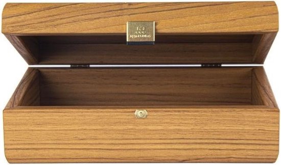 Afbeelding van het spel Walnoot houten kist met Leatherette Bruin deksel