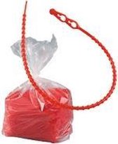 Sluiting, voor afsluiting van zakken, universeel, rood , polyethyleen 320 mm