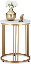 relaxdays Table d'appoint MARMO - table basse - aspect marbre - fond doré - table basse blanc