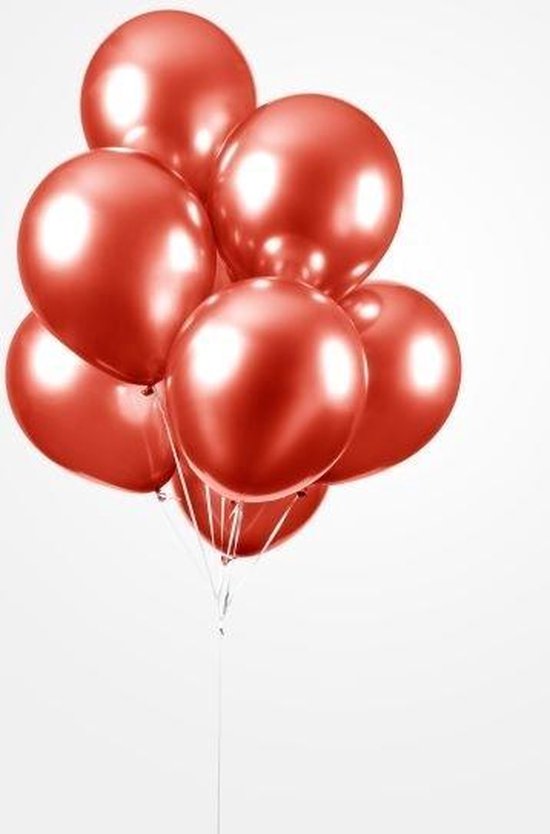 Chrome ballonnen rood 30 cm 10 stuks