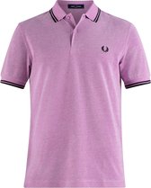 Fred Perry - Heren Polo SS Twin Tipped Bubblegum/Wht/Ox - Roze - Maat S