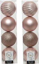 8x stuks kunststof kerstballen lichtroze (blush pink) 10 cm - Onbreekbare plastic kerstballen - kerstversiering
