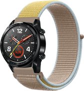 Nylon Smartwatch bandje - Geschikt voor  Huawei Watch GT nylon band - camel - 46mm - Strap-it Horlogeband / Polsband / Armband