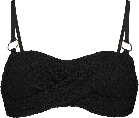 Hunkemöller Dames Badmode Voorgevormde bandeau bikinitop Crochet - Zwart - maat S