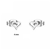 Aramat jewels ® - Zilverkleurige zweerknopjes open hart oorbellen staal 4mm