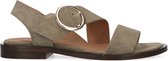 Manfield - Dames - Taupe leren sandalen met ronde gesp - Maat 39
