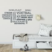 Muursticker Voetbal Woorden Wolk - Donkergrijs - 120 x 56 cm - baby en kinderkamer nederlandse teksten
