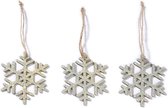 12x stuks houten kersthangers sterren 7,5 cm kerstornamenten - Houten ornamenten kerstversiering