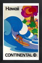 JUNIQE - Poster in houten lijst Vintage Hawaï -60x90 /Kleurrijk