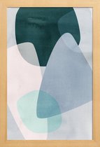JUNIQE - Poster met houten lijst Graphic 150 C -13x18 /Blauw & Grijs