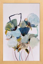 JUNIQE - Poster in houten lijst Bloom 0831 -20x30 /Blauw & Grijs