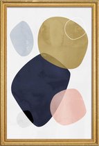 JUNIQE - Poster met houten lijst Graphic 183 -40x60 /Blauw & Bruin