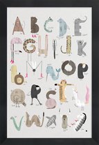 JUNIQE - Poster met houten lijst Babykamer dierenalfabet -13x18