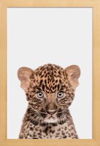 JUNIQE - Poster in houten lijst Leopard -40x60 /Bruin