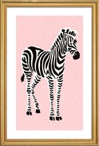 JUNIQE - Poster met houten lijst Zebra Pink -40x60 /Roze