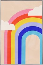 JUNIQE - Poster met kunststof lijst Regenboog en wolken -13x18