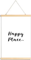 JUNIQE - Posterhanger Happy -60x90 /Wit & Zwart